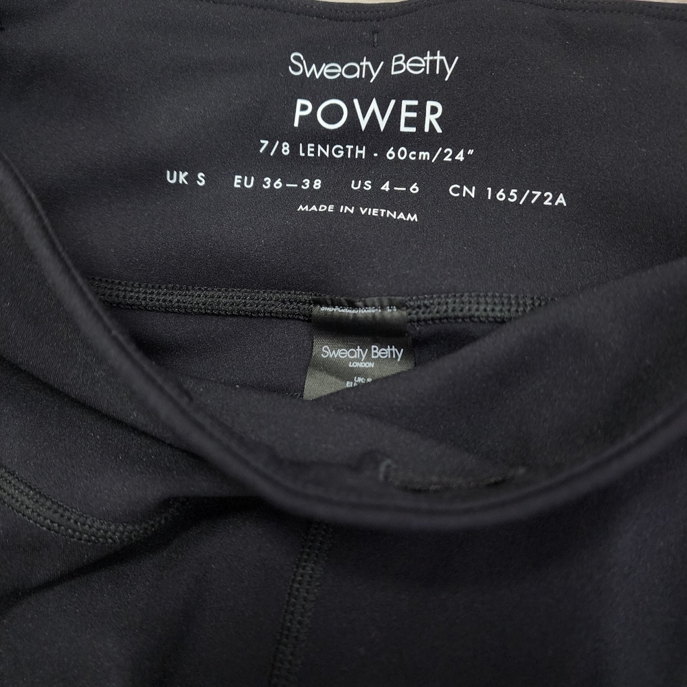 SWEATY BETTY Power Laser Cut Black Workout 7/8 Leggings Small - Picture 4 of 8